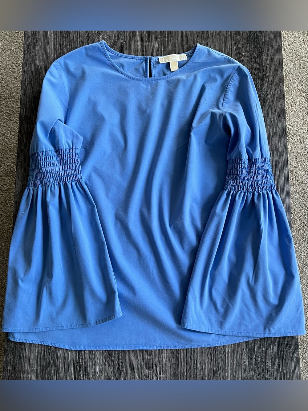 Michael Kors Periwinkle Blue Bell-Sleeve Blouse | Size Large
